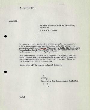 Carta de Otto Meyer al Ayuntamiento de Ámsterdam