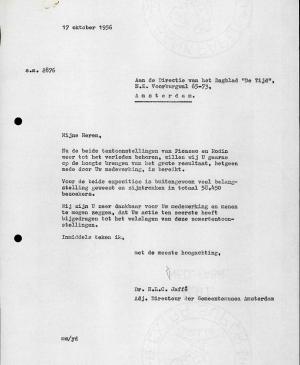 Carta de Hans Ludwig Cohn Jaffé a la dirección del diario De Tijd