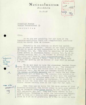 Carta de Bo Wennberg al Stedelijk Museum