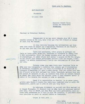 Otte Sköld's letter to Robert Giron