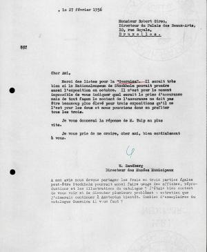 Willem Sandberg's letter to Robert Giron, dated 27 February 1956