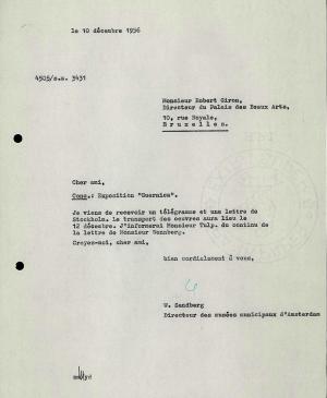 Willem Sandberg's letter to Robert Giron, dated 10 December 1956