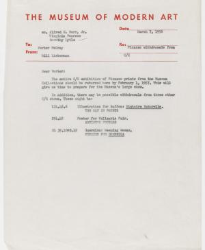 Carta de William S. Lieberman a Porter McCray