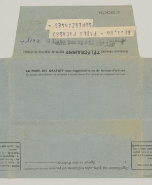 Telegrama de Edgar Craig Schenk a Pablo Picasso