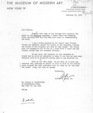 Carta de Alfred H. Barr Jr. a Nelson Rockefeller