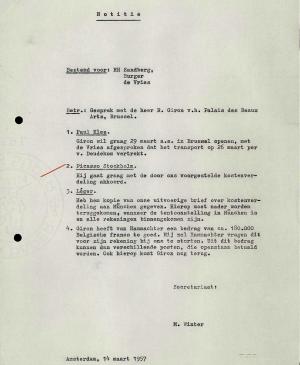 Nota de M. Winter para Willem Sandberg