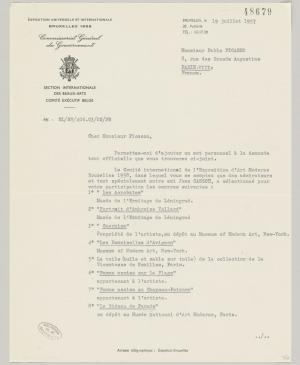 Carta de Émile Langui a Pablo Picasso del 19 de julio de 1957 (2)