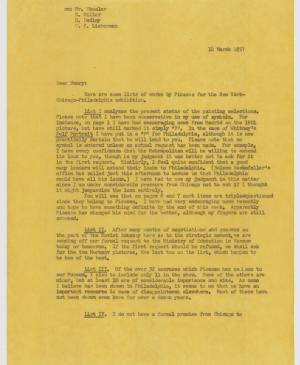 Alfred H. Barr Jr.'s letter to Henry Clifford