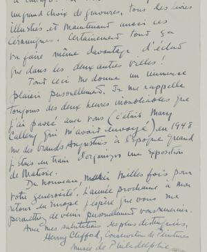 Henry Clifford's letter to Pablo Picasso