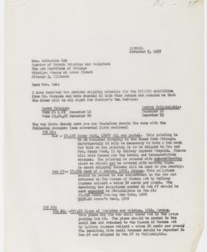 Carta de Virginia Pearson a Katherine Kuh del 5 de noviembre de 1957