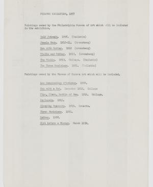 Listado de obras de Pablo Picasso en préstamo en el Museum of Modern Art de Nueva York