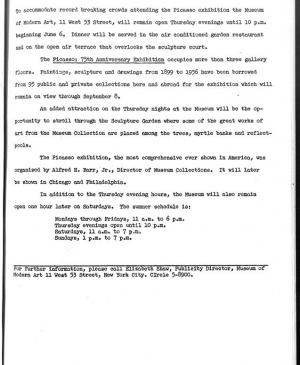 Nota de prensa sobre la afluencia de público de la exposición Picasso: 75th Anniversary Exhibition