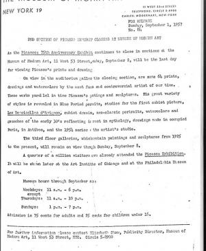 2.ª sección de cierre de la exposición de Picasso en el Museum of Modern Art 