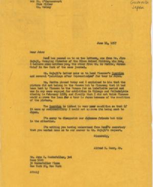 Carta de Alfred H. Barr Jr. a John Rockefeller
