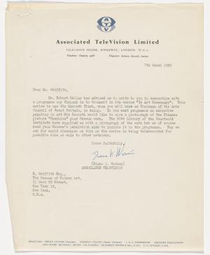 Carta de Diana K. Watson a Richard Griffith