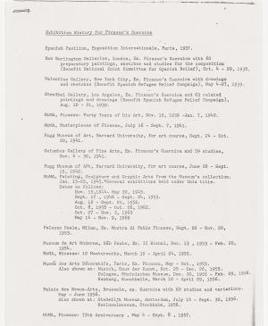 Listado de exposiciones de Guernica desde 1937 hasta 1958