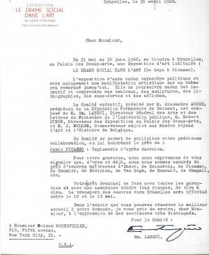 Carta de Émile Langui a Nelson Rockefeller