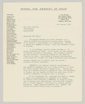 Carta de Michael Ayrton a Pablo Picasso