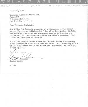 Carta de Wayne W. Andersen a Nelson Rockefeller