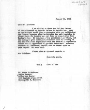 Carta de Carol K. Uht a Wayne V. Andersen