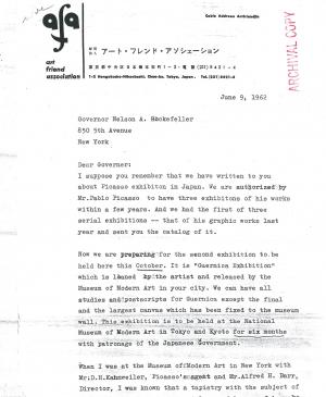 Carta de Shinichi Segui a Nelson Rockefeller