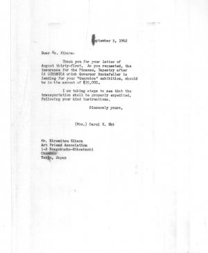 Carta de Carol K. Uht a Hiromitsu Kihara