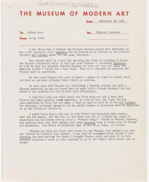 Carta de Betsy Jones a Alfred H. Barr Jr. del 18 de septiembre de 1964