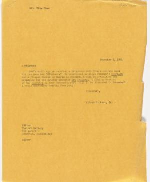 Carta de Alfred H. Barr Jr. al editor de The Art Gallery