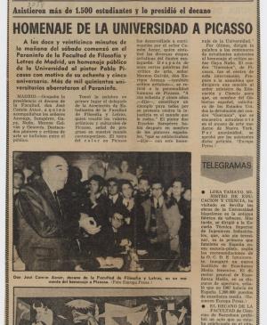 Homenaje de la universidad a Picasso