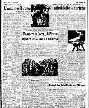 Masacre en Corea de Picasso expuesto en la muestra milanesa