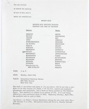 Angry Arts: artists and writers protest against the war in Vietnam