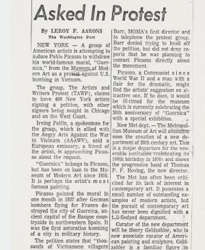 The withdrawal of Picasso's work is requested