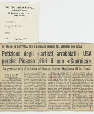 A petition from "angry artists" for Picasso to remove Guernica