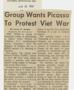 Group wants Picasso to protest Vietnam War