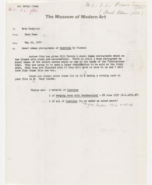 Sara Mazo's letter to Eric Rowlison