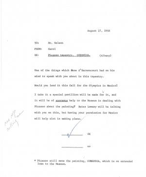 Carta de Carol K. Uht a Nelson Rockefeller del 27 de agosto de 1968