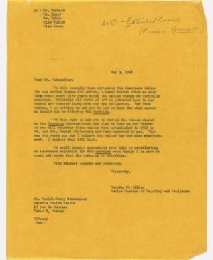Carta de Dorothy C. Miller a Daniel-Henry Kahnweiler