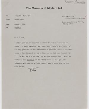 Carta de Bates Lowry a Alfred H. Barr Jr.