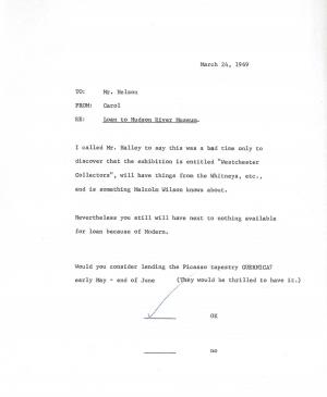 Carta de Carol K. Uht a Nelson Rockefeller del 24 de marzo de 1969