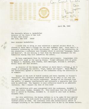 Carta de Richard-Raymond Alasko a Nelson Rockefeller