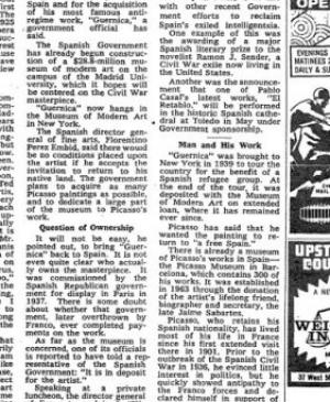 Franco está a favor del regreso de Guernica a España