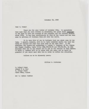 Carta de William S. Lieberman a Roland Dumas