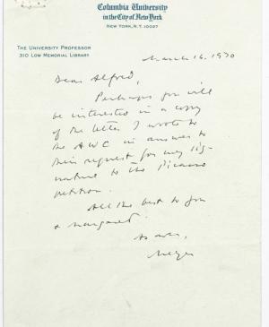Carta de Meyer Schapiro a Alfred H. Barr Jr.