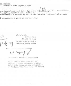 Nota de Pablo Picasso