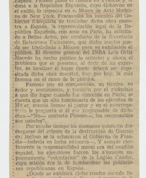 «Picasso en México», artículo aparecido en El Mundo
