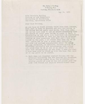 Catherine Freedberg's letter to Patricia Failing