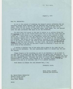 Carta de Betsy Jones a Daniel-Henry Kahnweiler