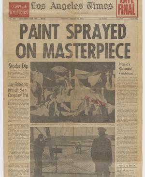Pintan con aerosol una obra de arte. Guernica de Picasso vandalizado