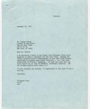 Elizabeth Shaw 's letter to Kalman Seigel