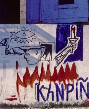 Mural conmemorativo del 50 aniversario del bombardeo en el pueblo de Gernika